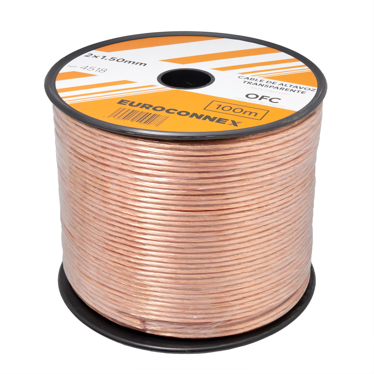 2x1.50mm² Trasnparent Speaker Cable, OFC Bare Copper, 100m