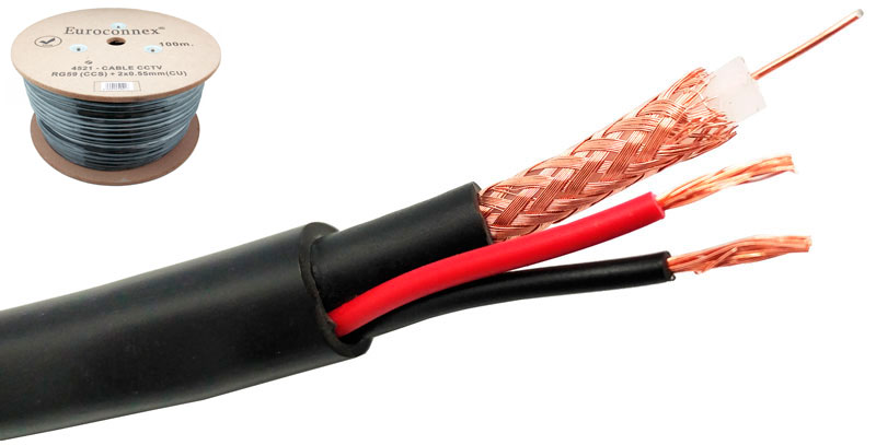 Câble  RG59 +2x0.55 alimentation Longidut:100m