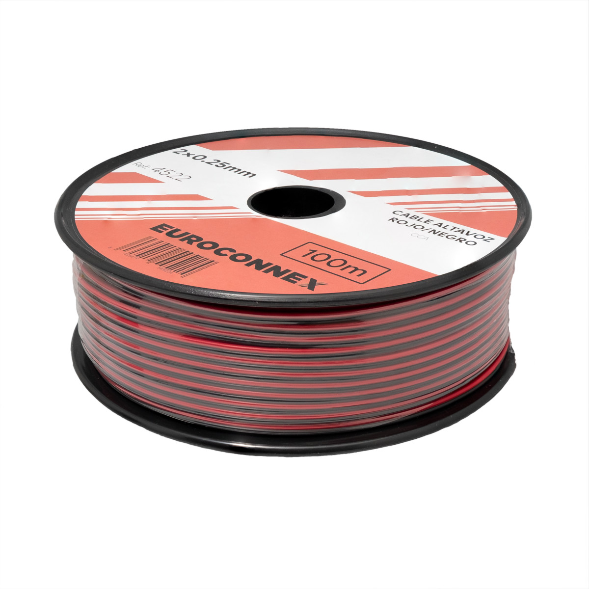 Cable d'Altaveu Paral·lel Bicolor Vermell/Negre 2x0.25mm² CCA, Rotllo de 100m