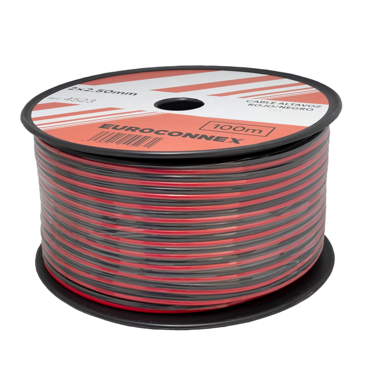 Câble de Haut-parleur Bicolore Rouge/Noir 2x2.50mm² CCA, Rouleau de 100m