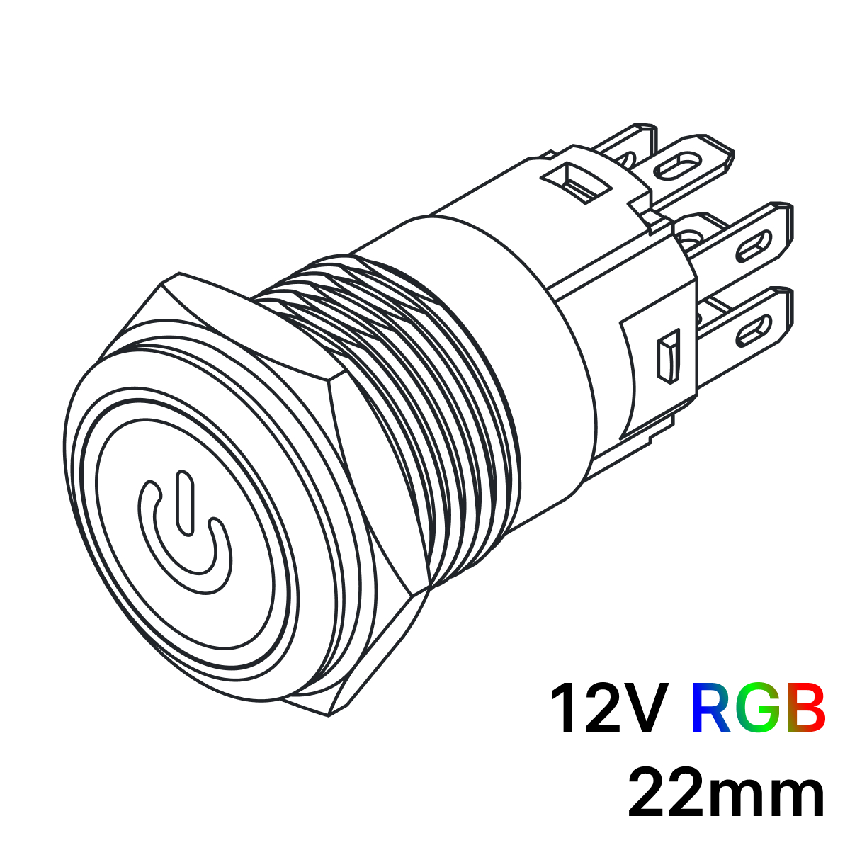 Pulsador 19mm con enclavamiento[OFF-ON] | 12V RGB | Standby symbol