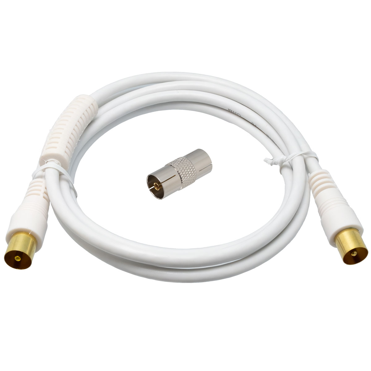 Kit antenna COAXIAL cable male - male 2,5 meters white with ferrites and female - female adapter