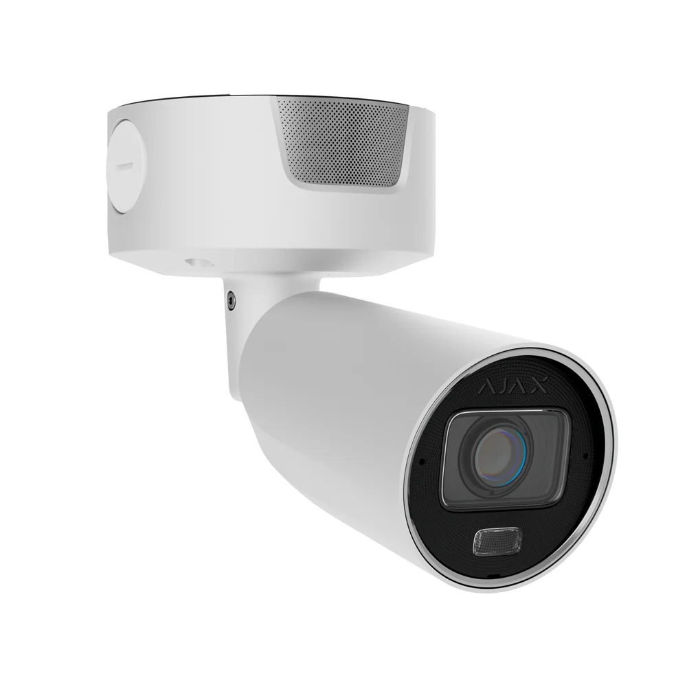 Cámara IP Superior Bullet 4 Megapíxel Ajax - 1/1.8" Progressive Scan CMOS - Lente varifocal motorizada 2.8~12 mm - IR 60 m | Luz blanca 40 m |  PoE 802.3at/af - 120 dB TrueWDR | Detección de movimiento | IA -  MicroSD hasta 256GB | Color Blanco