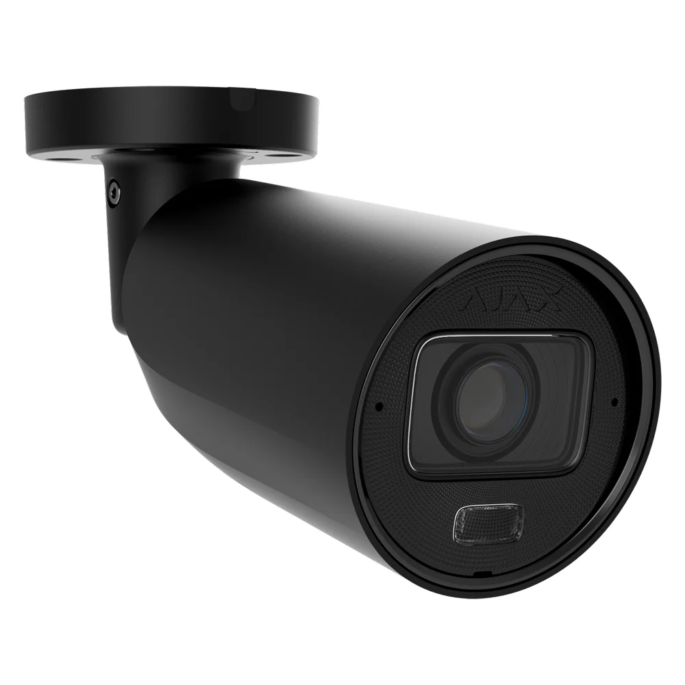 Cámara IP Bullet 5 Megapíxel Ajax - 1/2.7" Progressive Scan CMOS - Lente varifocal motorizada 2.8~12 mm - IR 60 m | Luz blanca 40 m |  PoE 802.3at/af - 120 dB TrueWDR | Detección de movimiento | IA -  MicroSD hasta 256GB | Color Negro
