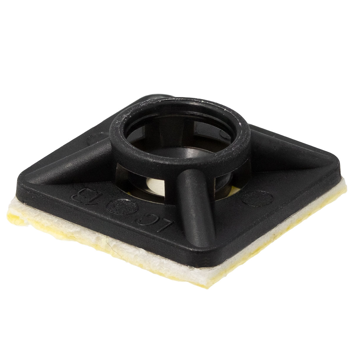 Self adhesive or screwed cable tie mount, 28x28mm, Black