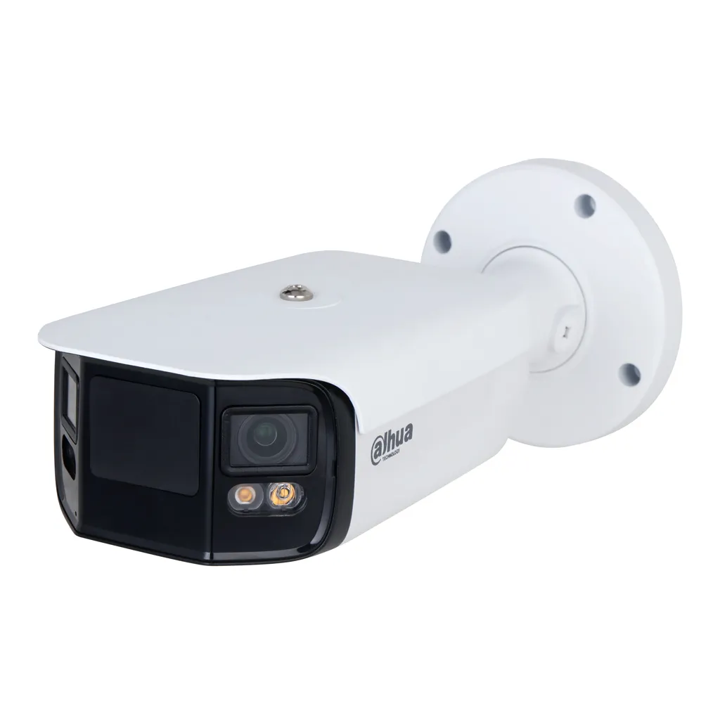 Tubular IP H265 2x4M DUAL-LENS SPLICING FULL COLOR WDR140dB Starlight IR40m 3.6mm IP67 ePoE SD AUDIO MIC E/S AI