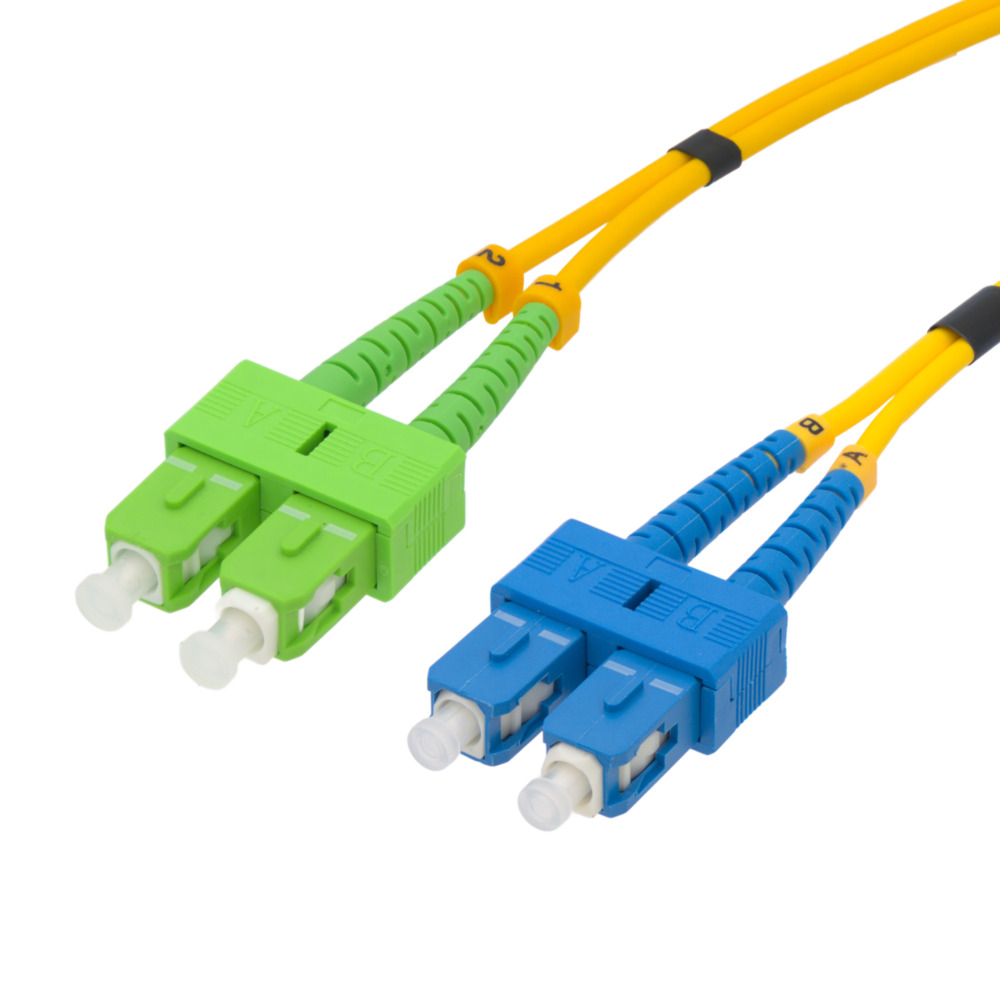 Optical fiber patch cord SC/APC to SC/UPC Single-mode Duplex, 10m