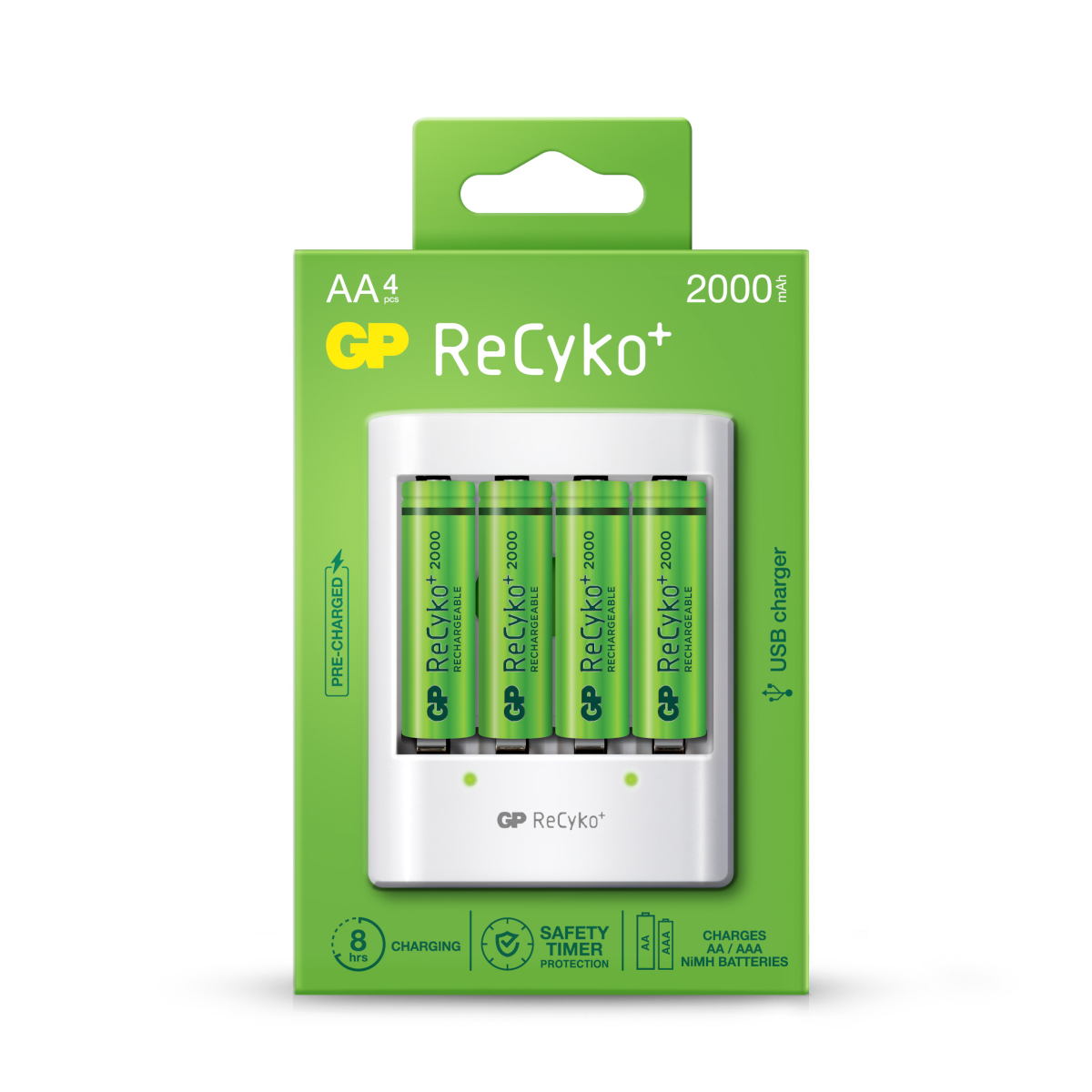 4-channel charger + 4 ReCyKo 2100mAh rechargeable batteries
