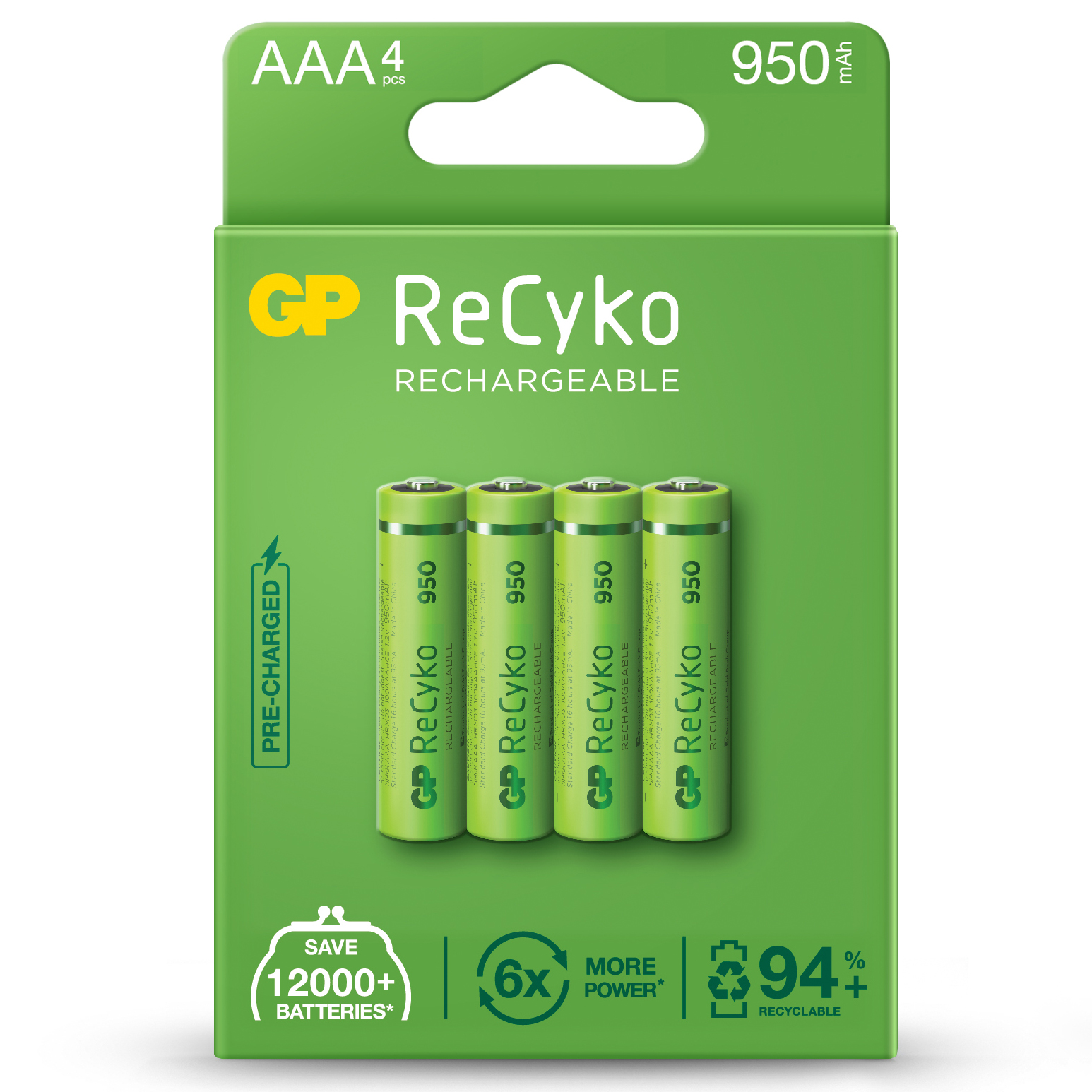 AAA, LR03 RECYKO recarregable 950mAh - Blister 4u.