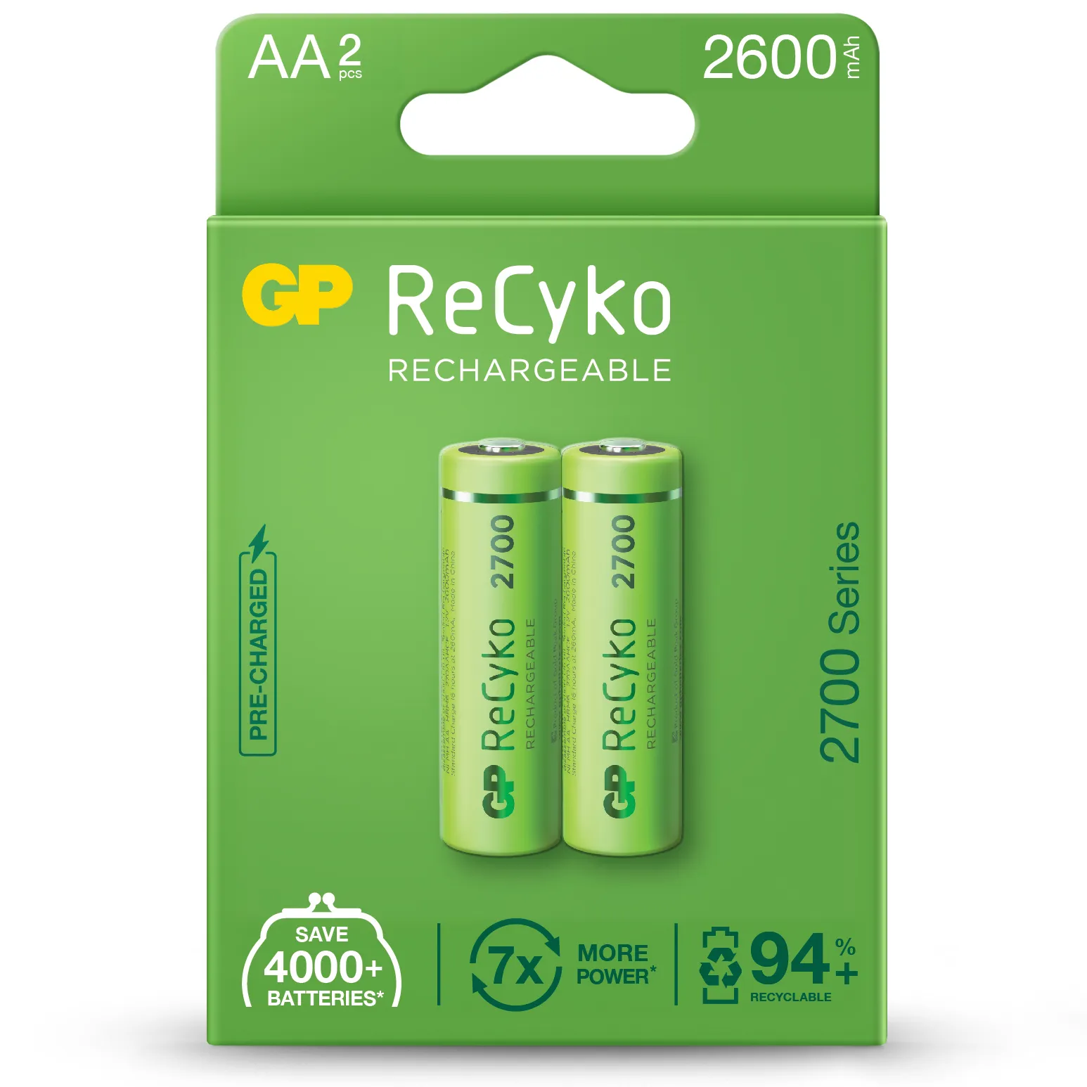 AA, LR06 ReCyko recargable 2600mAh - Blister 2und.