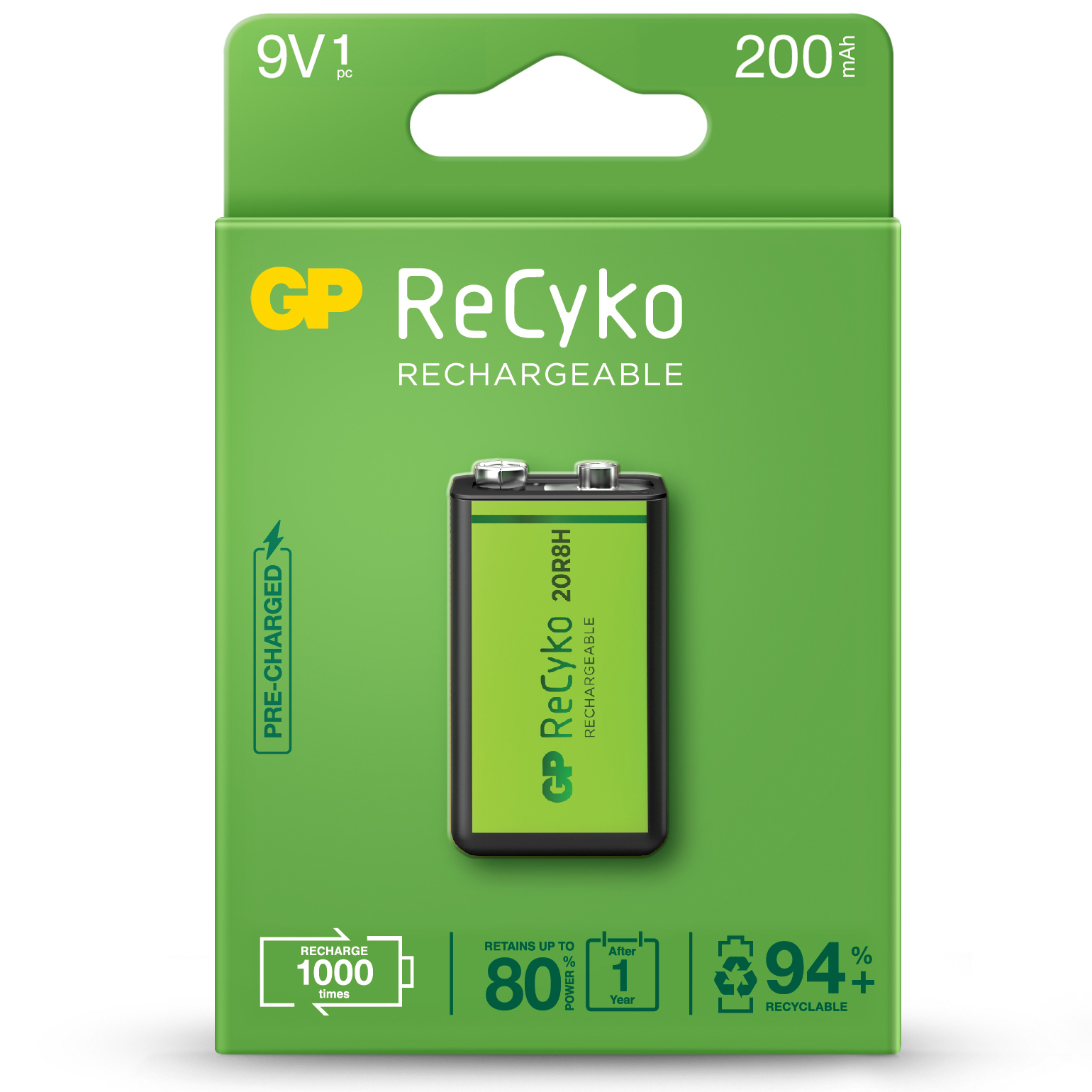 9V, LR09 ReCyko rechargeable 200mAh - Blister 1u