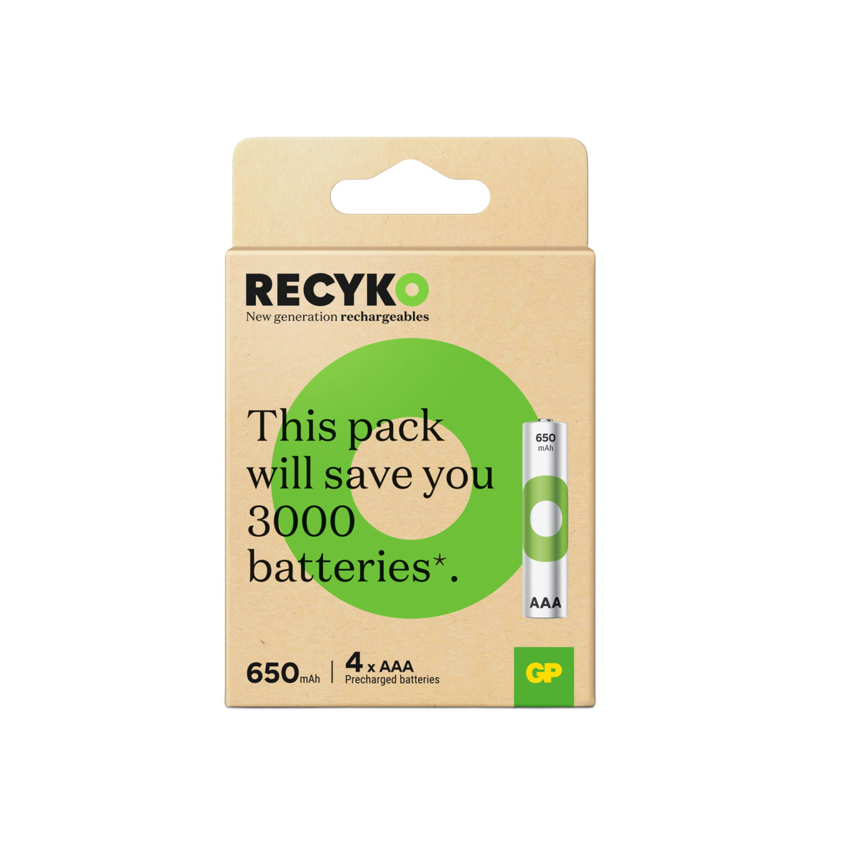 AAA, LR03 RECYKO recarregable 650mAh - Blister 4u.