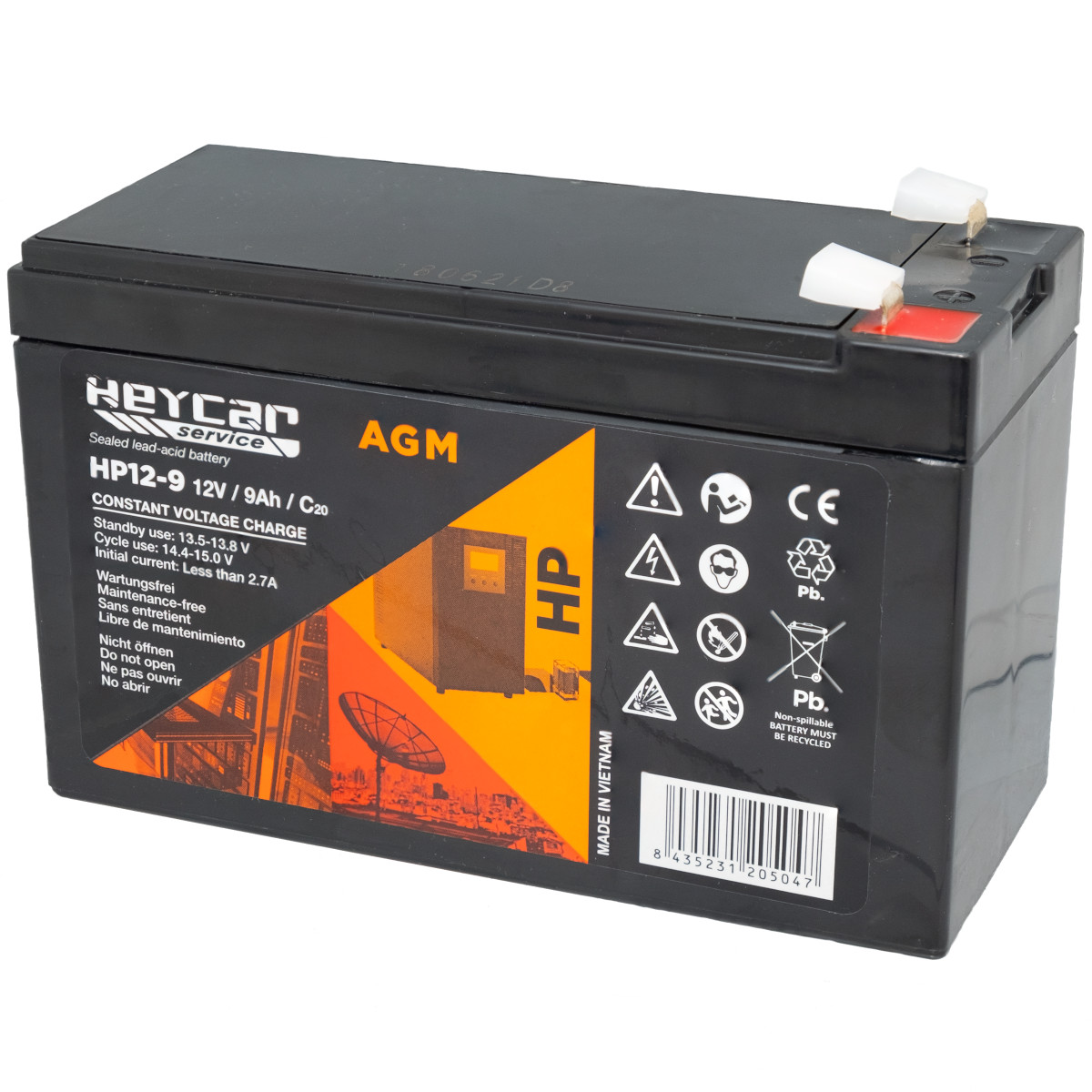 Batterie 12V 9Ah HeyCar série HP 151x65x93.5/100mm