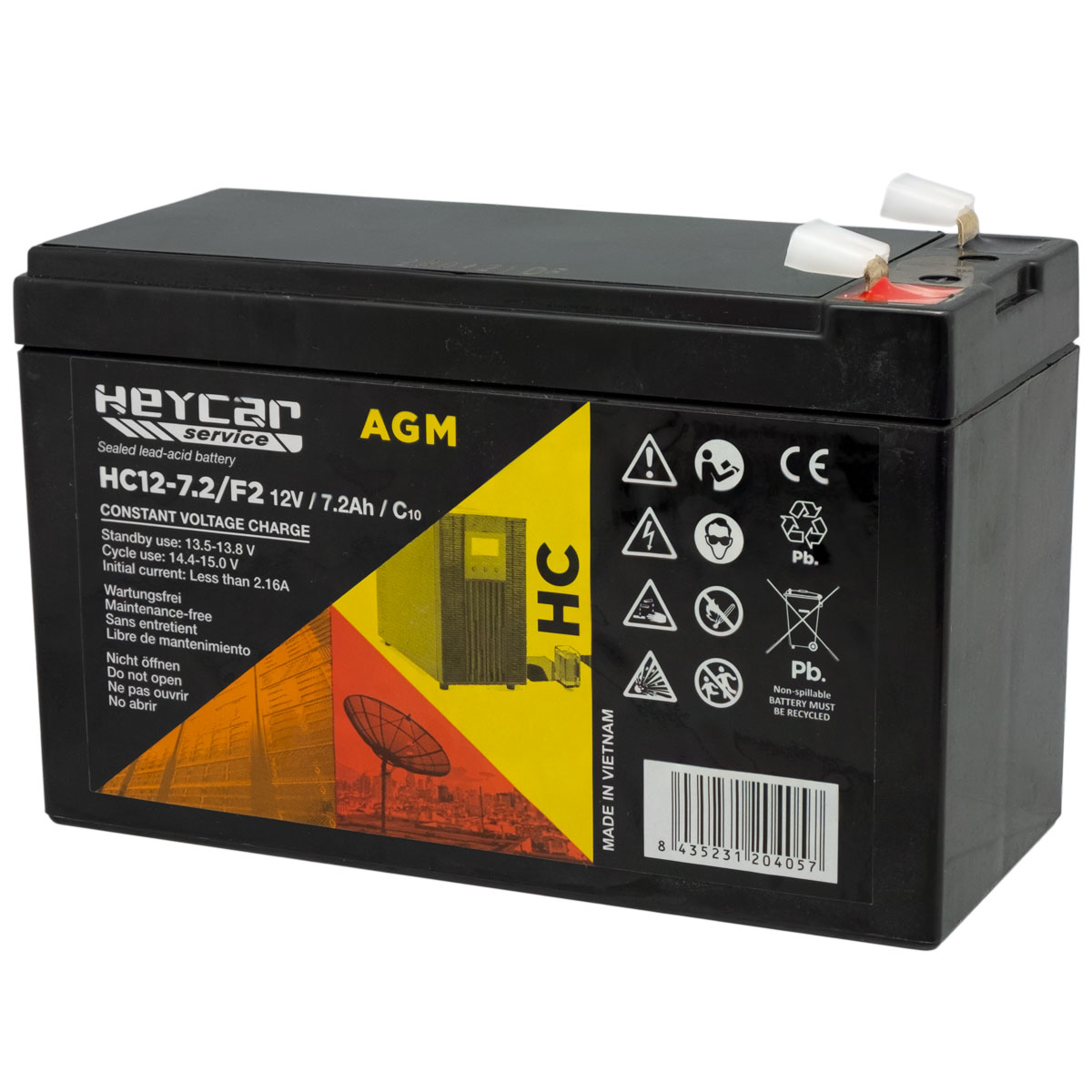 Batterie 12V 7,2Ah HeyCar série HC 151x65x94mm