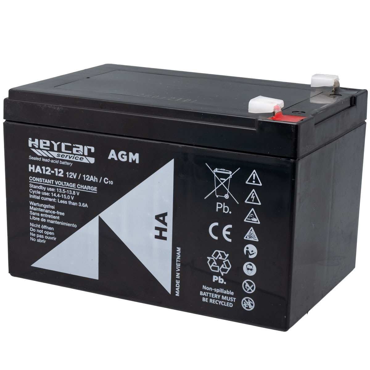 Batterie 12V 12Ah HeyCar série HA 151x98x95mm