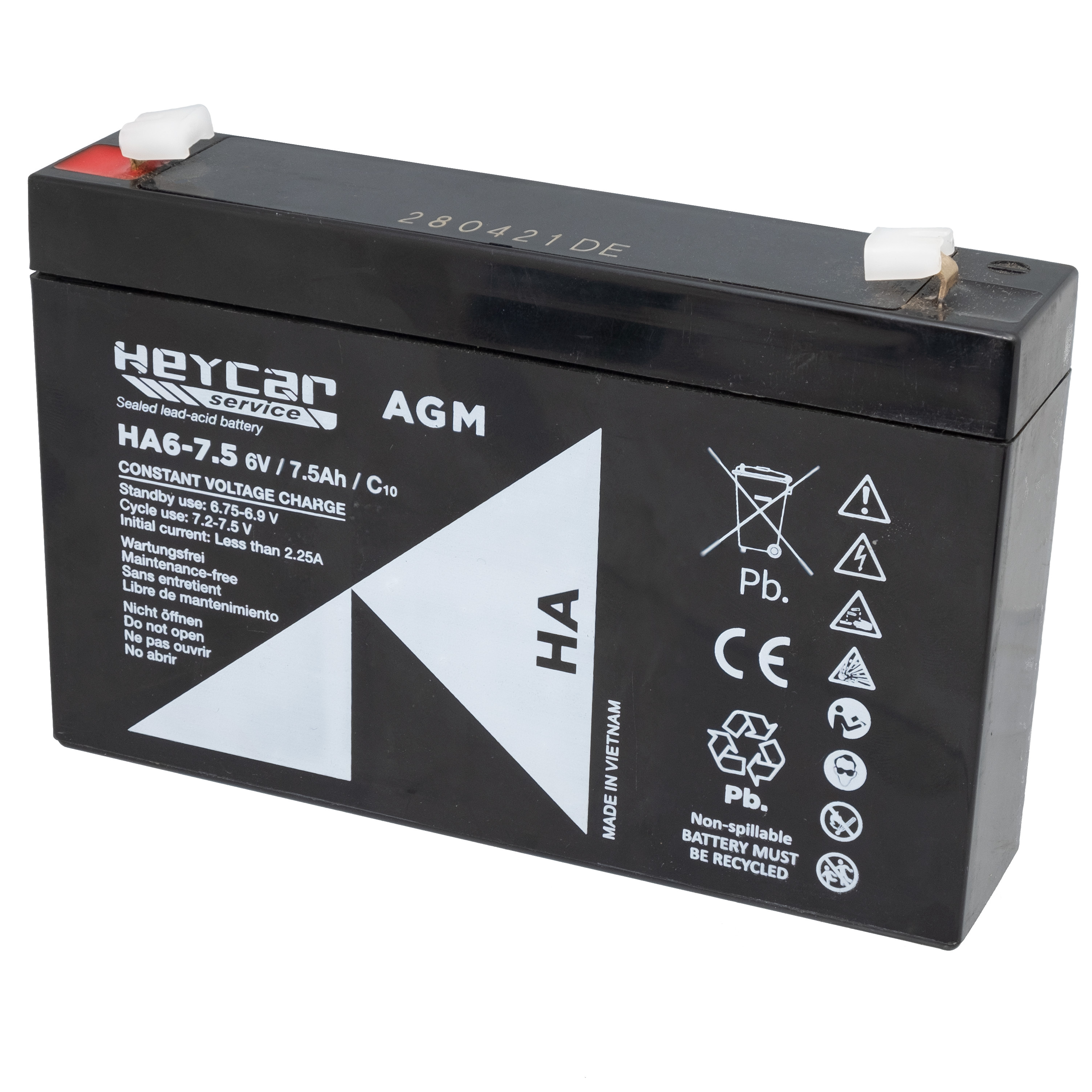 Batterie 6V 7.5Ah HeyCar série HA 70x48x101mm