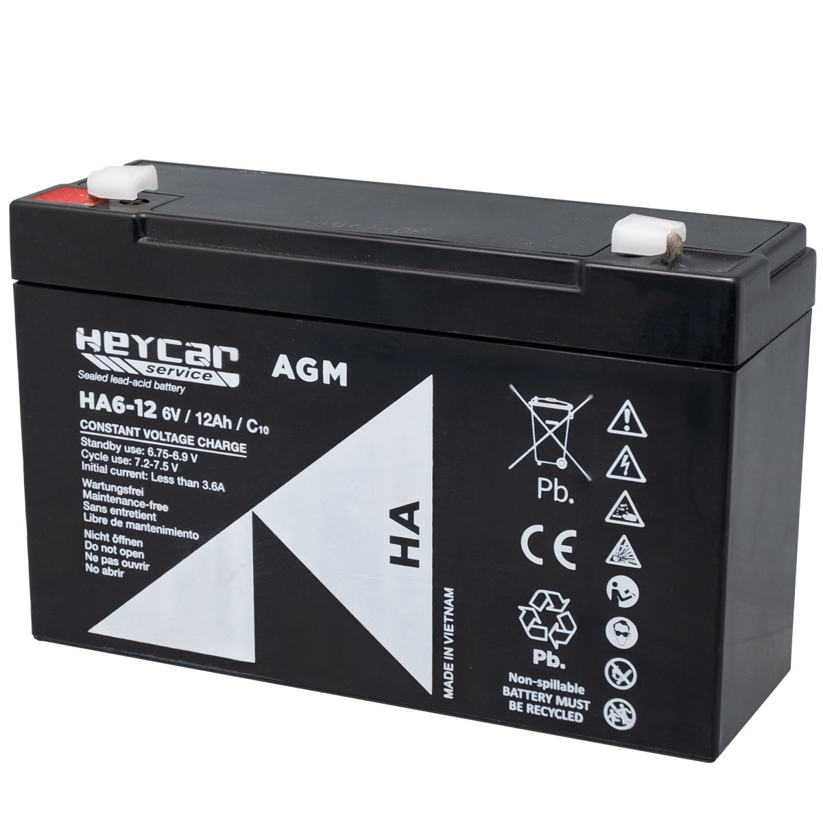 Batterie 6V 12Ah HeyCar série HA 151x50x94mm