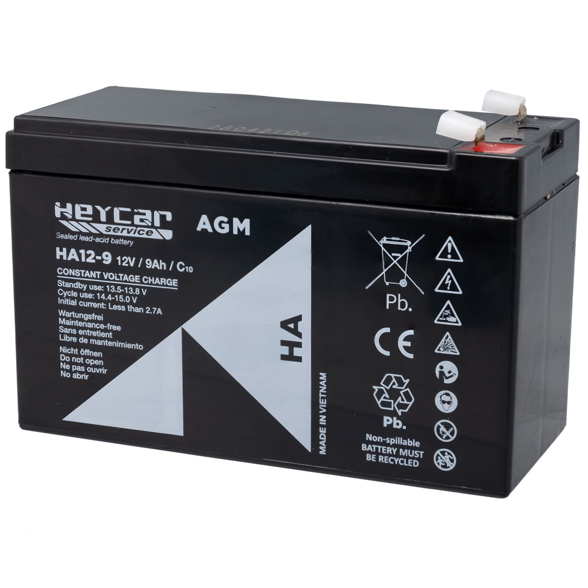 Batterie 12V 9Ah HeyCar série HA 151x65x94mm