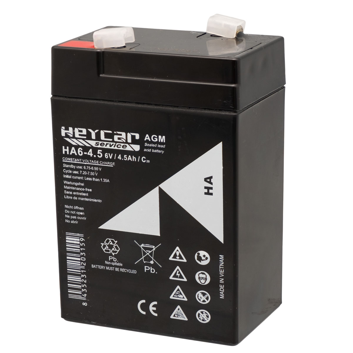 Battery 6V 4.5Ah HeyCar HA series 70x48x107mm