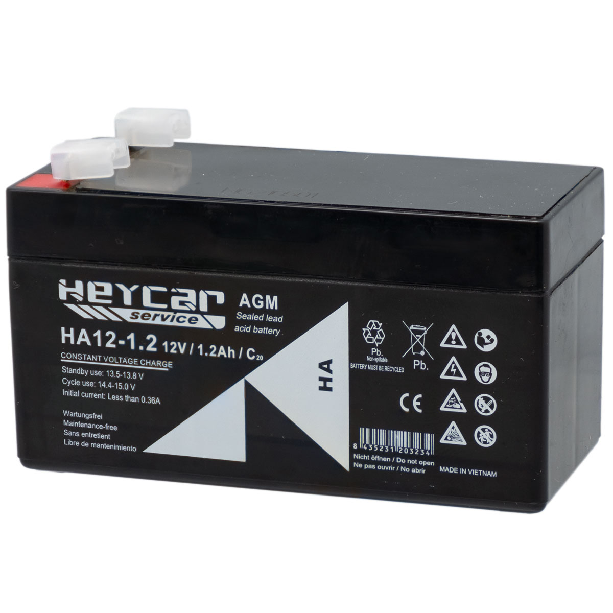 Batería 12V 1,2Ah HeyCar serie HA 98x43x52mm