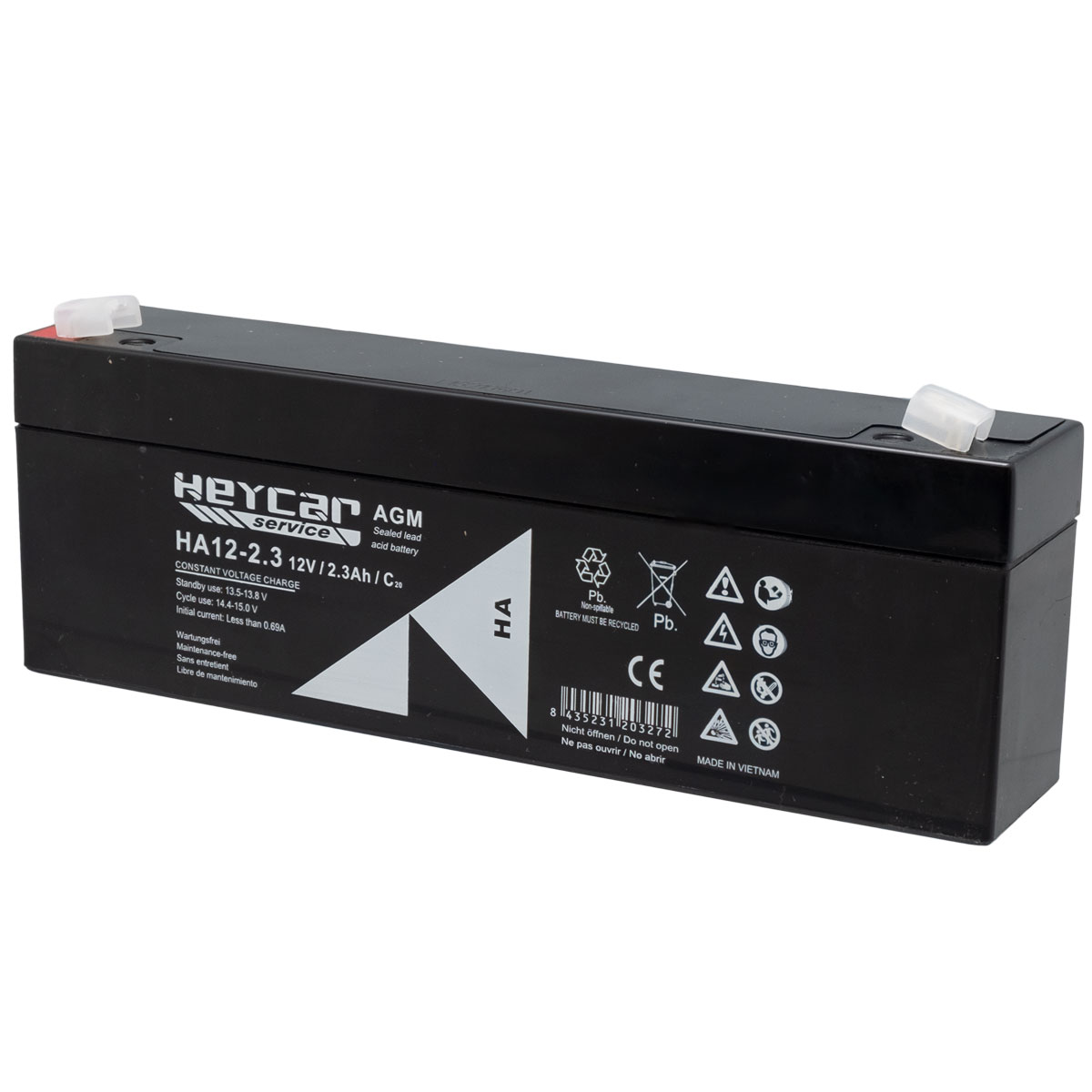 Battery 12V 2.3Ah HeyCar HA series 178x34x60mm