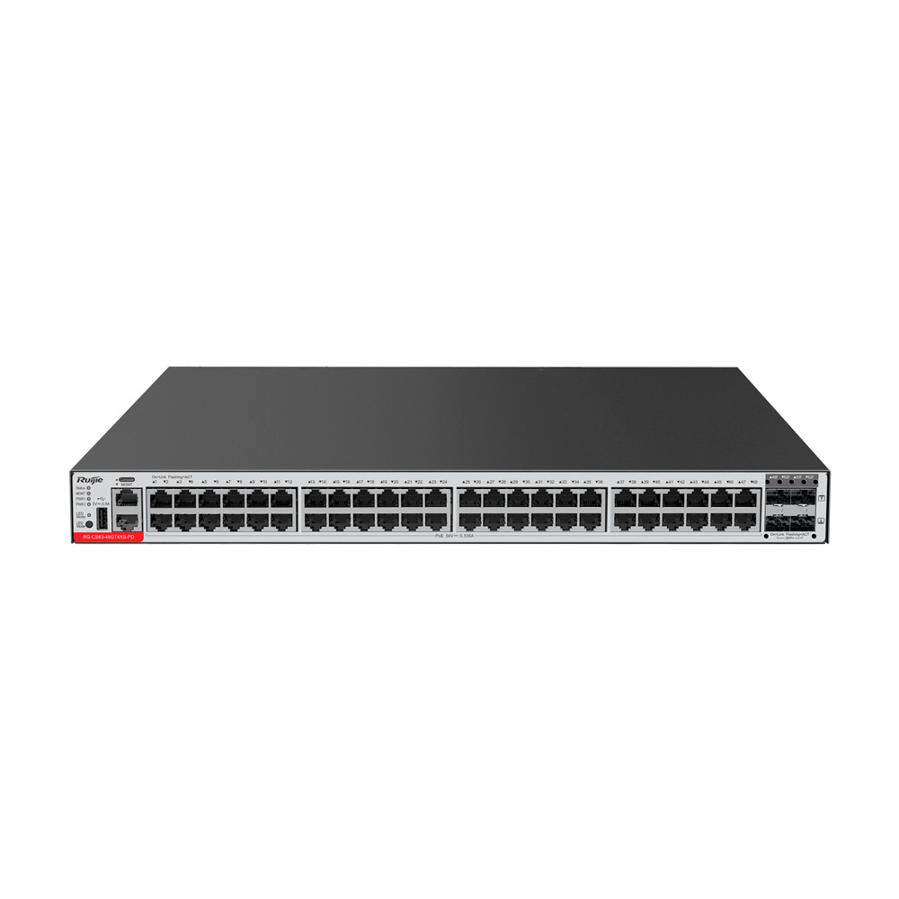 Ruijie Switch Cloud Gestionable L3 - 48 Puertos Gigabit PoE RJ45 + 4 Puertos SFP+ 1/10G