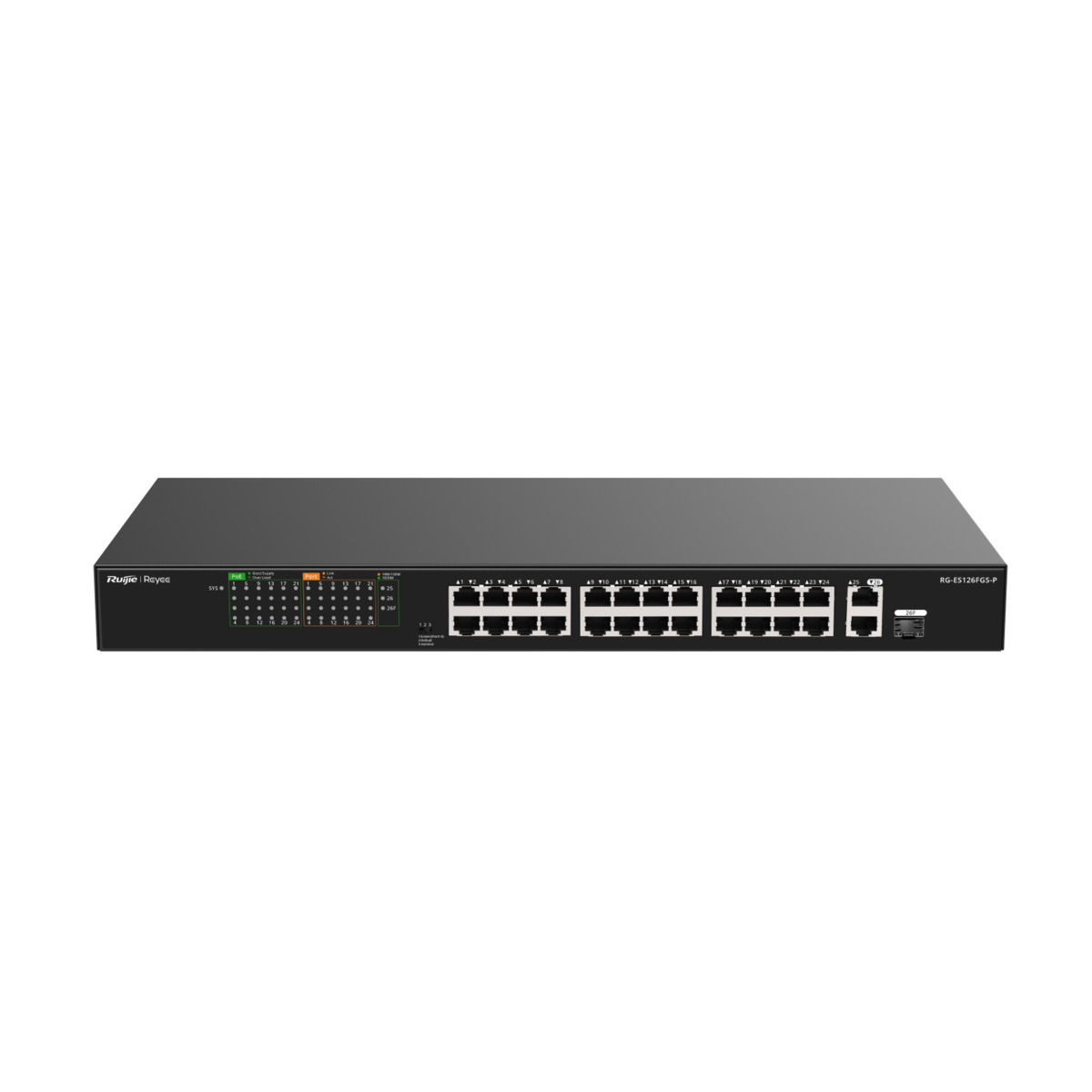 Reyee Desktop PoE Switch - 24 RJ45 PoE+ 10/100Mbps Ports + combo 1RJ45 or 1 SFP 10/100/1000Mbp Ports - Total Power 370W