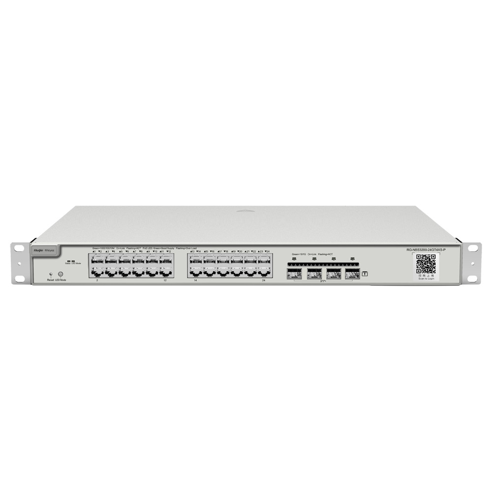 Reyee Switch PoE Cloud Gestionable L2 - 24 puertos PoE+ + 4 SFP+ - Máximo 370W