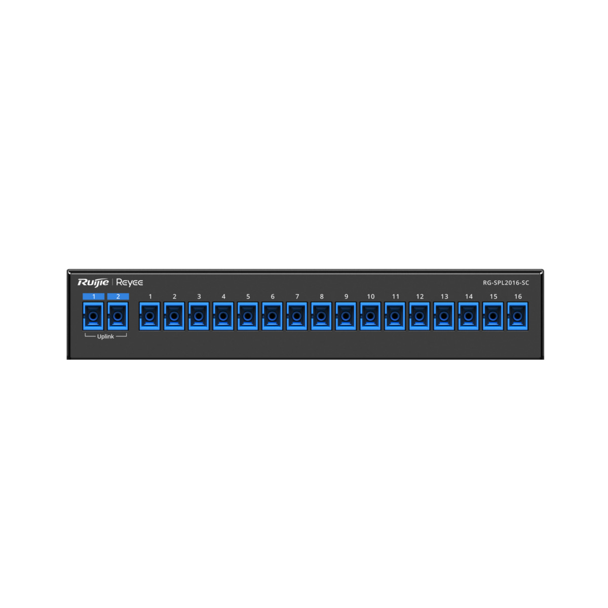 Reyee Splitter Óptico Pasivo - Longitud de onda 1260nm a 1650nm - Compatible con solución e-Lighten Reyee - 2 x Conectores SC uplink  - 16 x Conectores SC para ONU´s - Enrackable y montaje en pared