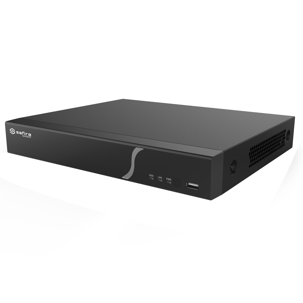 Safire Smart - Grabador NVR IP gama B2 - 8CH / H.265S / 1HDD - hasta 12Mpx / 80Mbps - HDMI 4K y VGA / Dewarping Fisheye - Reconocimiento facial, Metadatos de vídeo