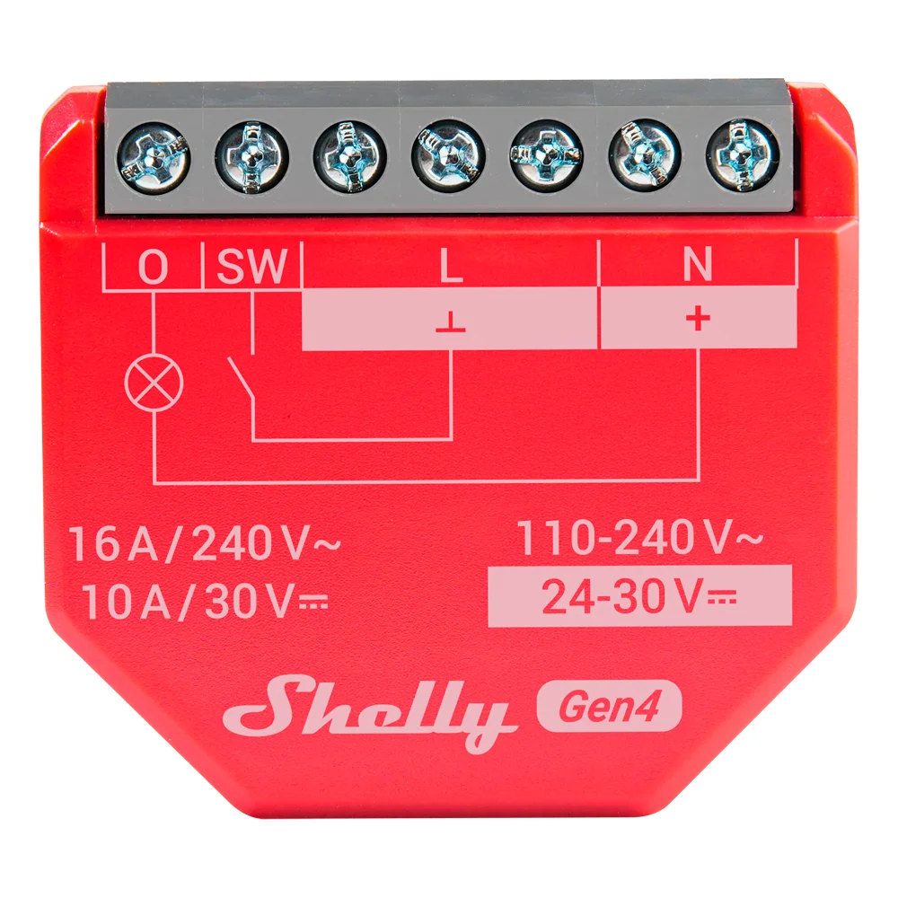Shelly 1PM Gen4 - WiFi 2.4 GHz / Bluetooth / Zigbee -  Interruptor inteligente  - Soporta 110-240 V~24-48 V⎓12 V⎓ - Ofrece contactos secos - Compatible con Alexa y Google