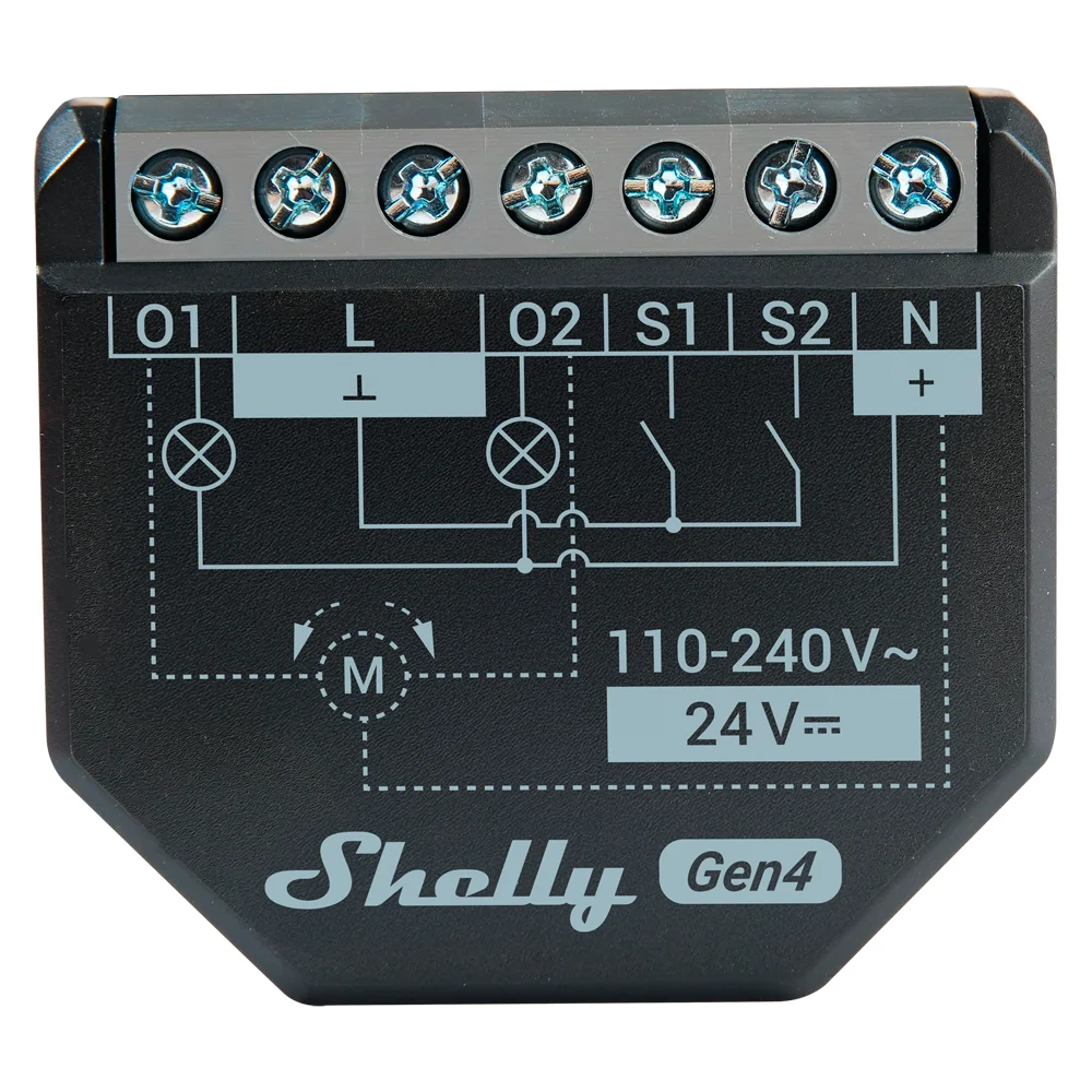Relé Shelly 2PM Gen4 - WiFi 2.4 GHz / Bluetooth / Zigbee -  Interruptor inteligente  - Soporta 110-240 V / 24V - Controlador de persianas - Compatible con Alexa y Google
