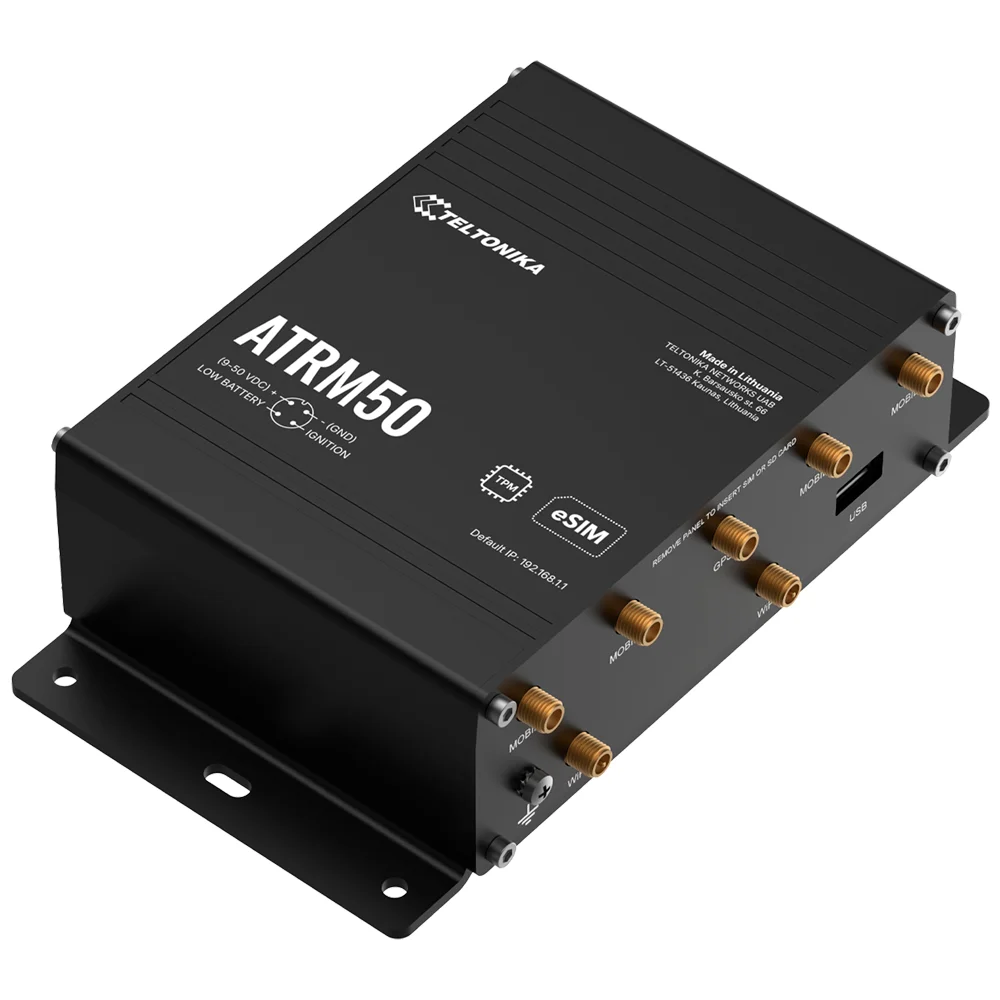 Router Industrial 5G M12 - 5G Sub-6Ghz SA/NSA ( compatible con 4G/3G ) - 4 Puertos M12 10/100/1000Mbps - Dual Sim y eSim - Conector M12 A  ( 9 - 50 VDC ) - 802.11b/g/n/ac Wi-Fi 5