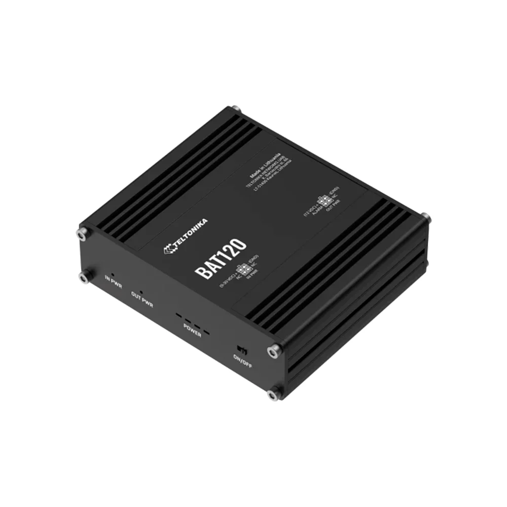 Teltonika UPS - Voltage entrada 9 - 30 VDC  / Salida 9 - 30 VDC - Protección contra polaridad inversa - Protección contra sobrevoltaje - 2 baterías de Li-Ion 18650 (incluidas) - Capacidad batería 2600 mAh 17 Wh