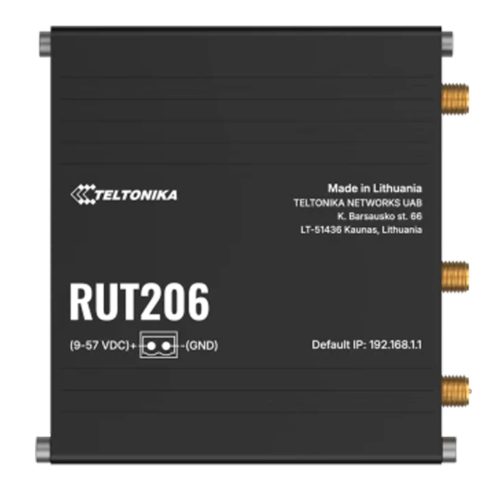 Teltonika Router 4G Industrial - 2 puertos Ethernet RJ45 Fast Ethernet - Dual Sim 4G (LTE) Cat 4 hasta 150Mbps - 1 x 6-pin  RS232/RS485  - Wi-Fi 802.11b/g/n 2.4GHz - Carcasa Aluminio