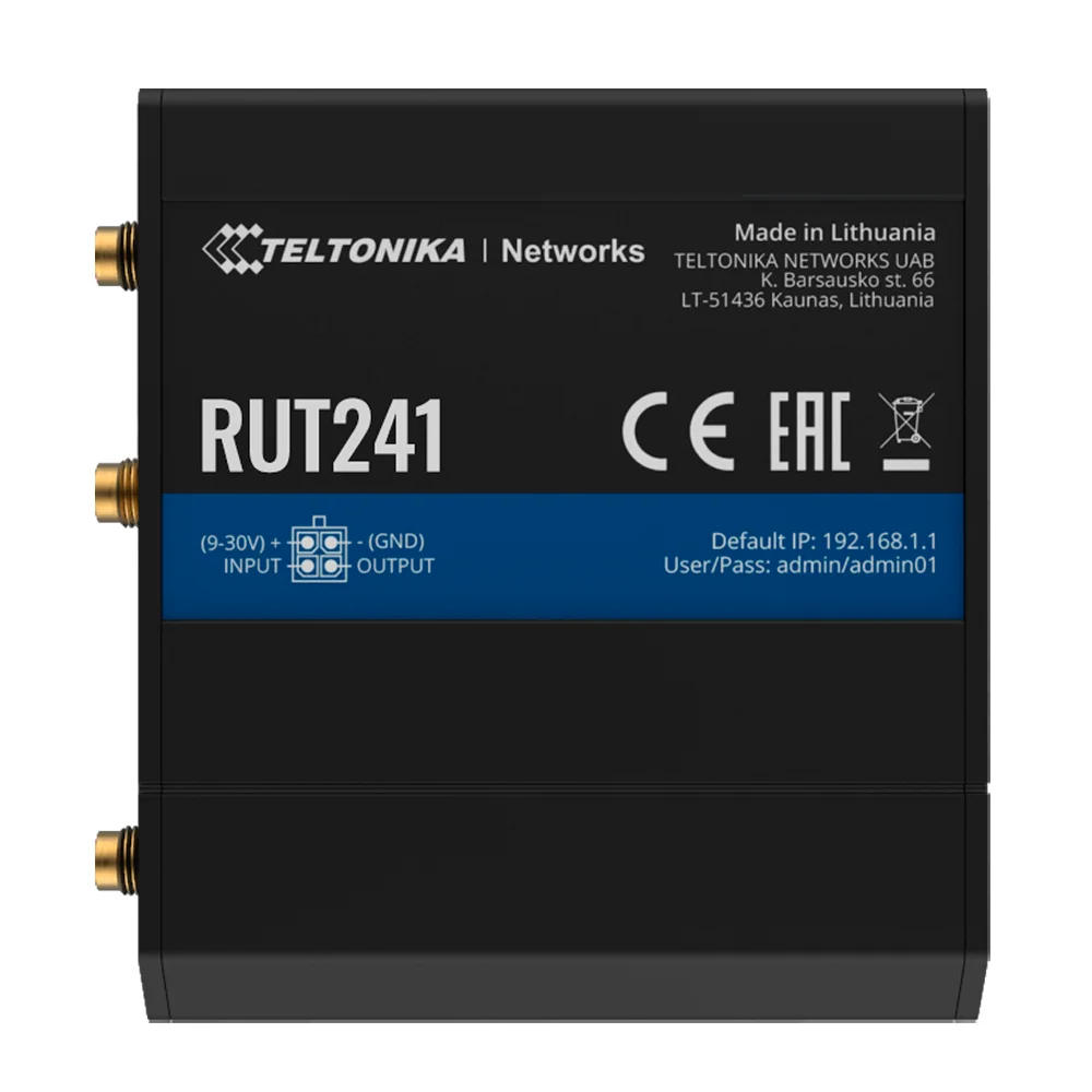 Teltonika Router 4G Industrial - 2 puertos Ethernet RJ45 Fast Ethernet - 4G (LTE) Cat 4 hasta 150Mbps - 1x Entrada/Salida Digital - Wi-Fi 802.11b/g/n 2.4GHz - Carcasa Aluminio