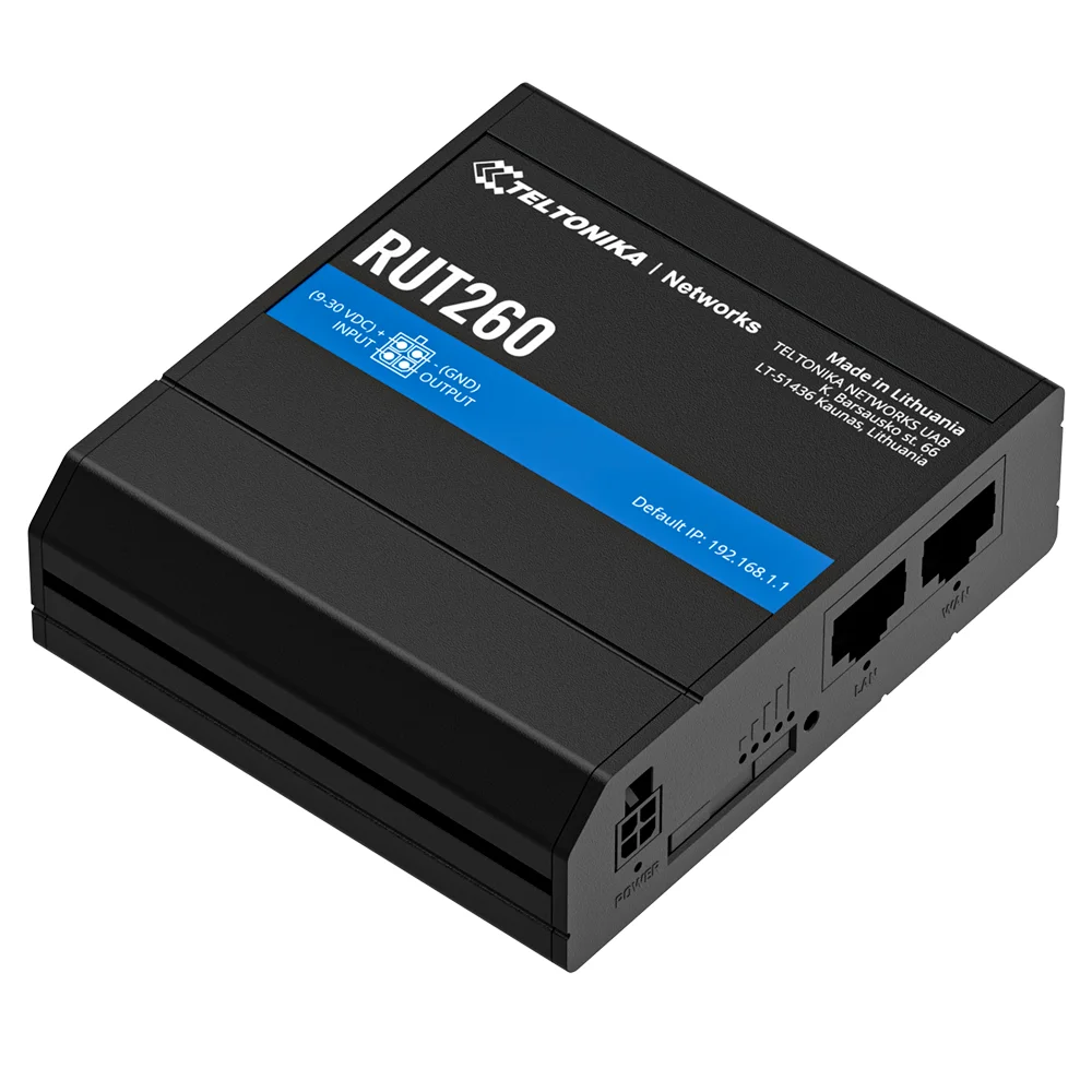 Teltonika Router 4G Industrial - 2 puertos Ethernet RJ45 Fast Ethernet - 4G (LTE) Cat 6 hasta 300Mbps - 1x Entrada/Salida Digital - Wi-Fi 802.11b/g/n 2.4GHz - Carcasa Aluminio