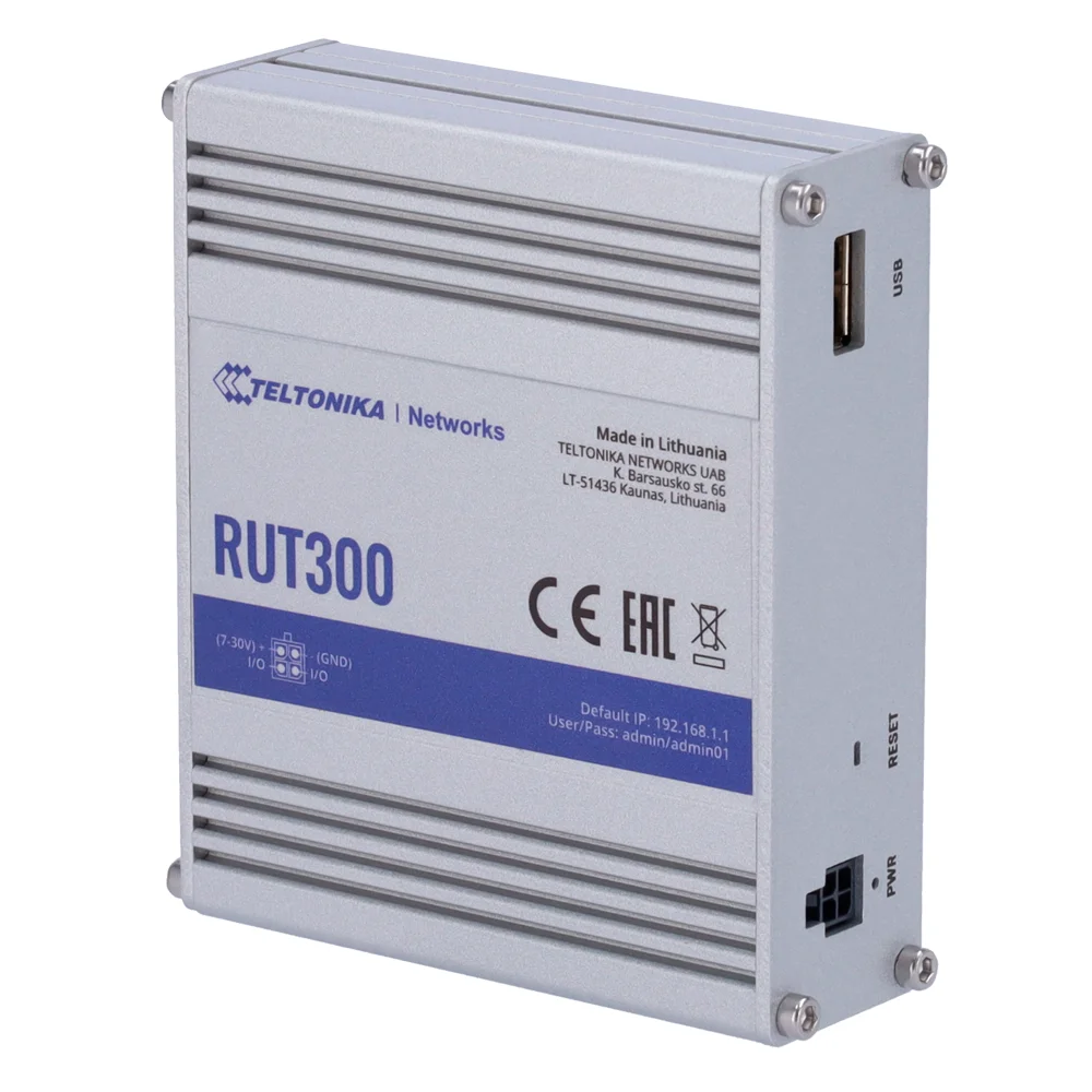 Teltonika Router Industrial - 5 puertos Ethernet RJ45 Fast Ethernet - USB 2.0  - 2x Entradas + 2 Salidas Digitales - Carcasa Aluminio