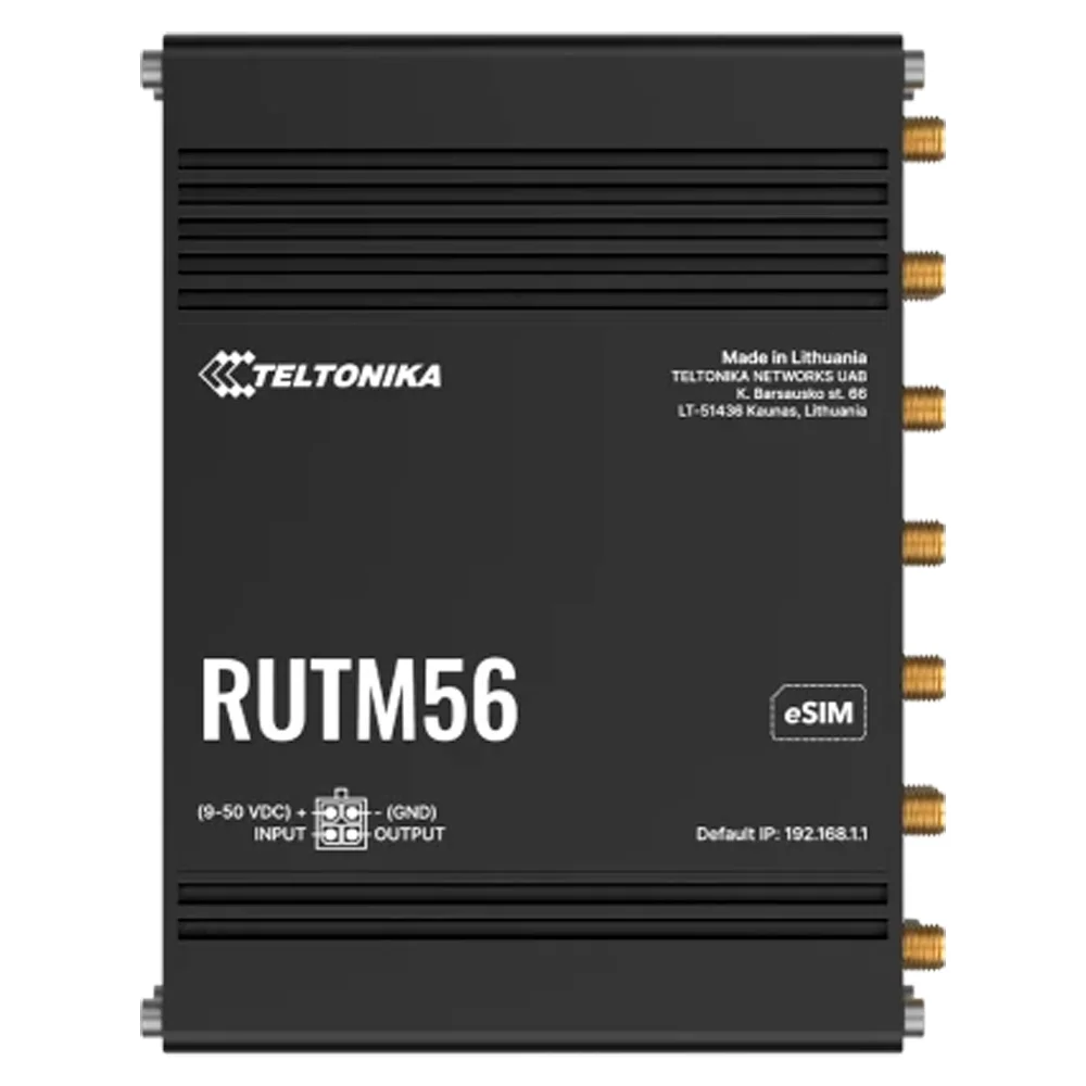 Teltonika Router Industrial 5G - Doble modem (1x Modem 5G , 1x Modem 4G) - 5 puertos 10/100/1000Mbps - WiFi 802.11 b/g/n/ac - Carcasa Aluminio