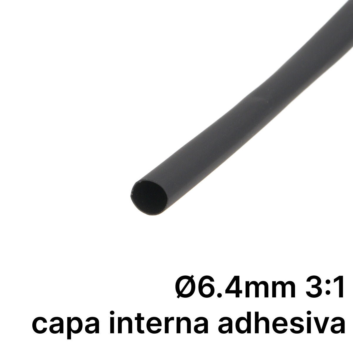 Pack de corte [1.2m] DUAL WALL ADHESIVE de tubo termorretráctil 3:1 Ø6.4mm negro – Poliolefina libre de halógeno e ignífugo [x25]