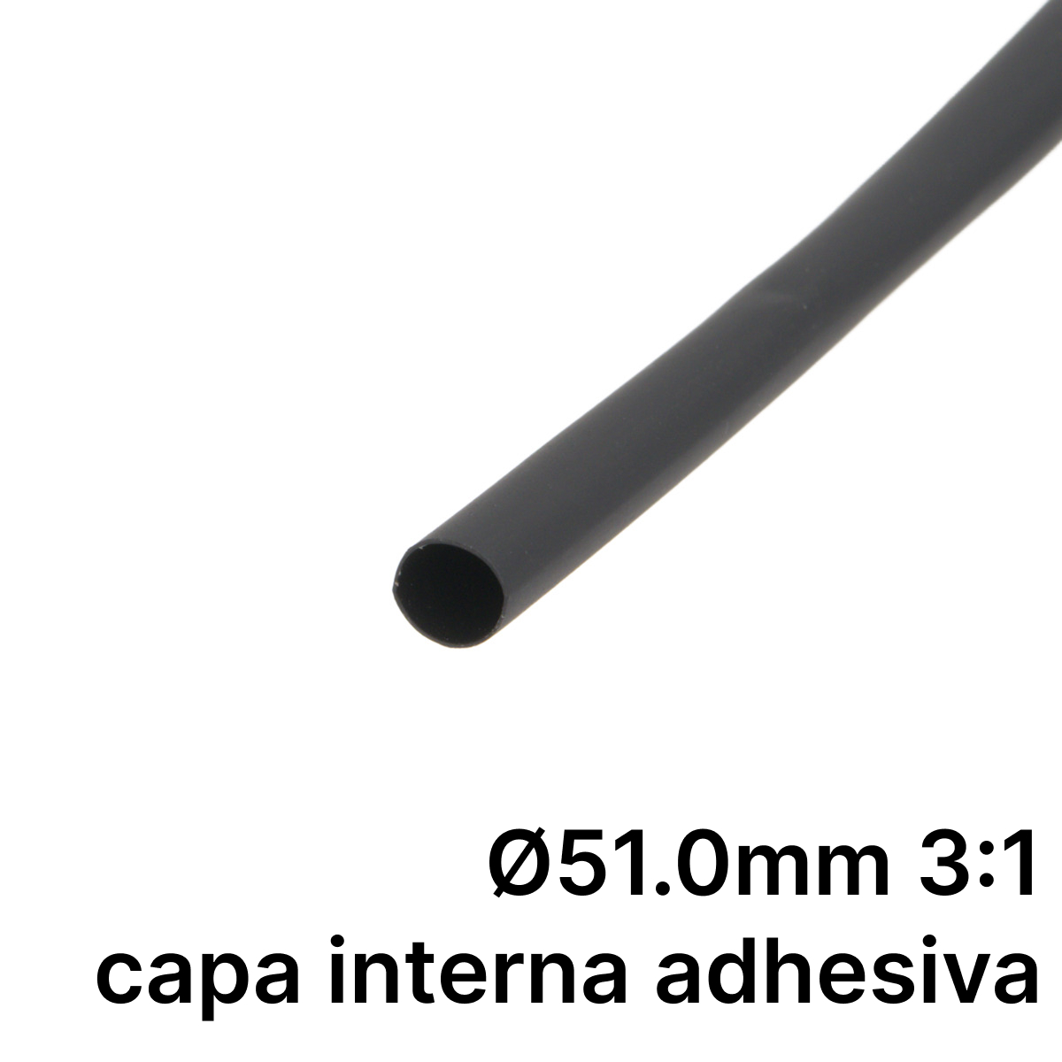 Pack de corte [1.2m] DUAL WALL ADHESIVE de tubo termorretráctil 3:1 Ø50.8mm negro – Poliolefina libre de halógeno e ignífugo [x5]