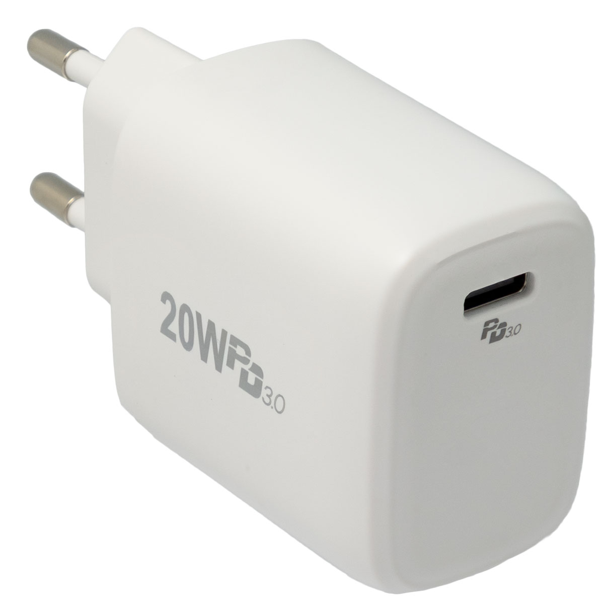 USB-C wall plug charger 20W with Power Delivery (PD), White