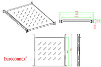 Bandeja rack 19 ajustable, 450mm de profundidad