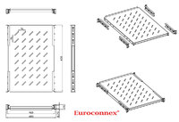 19" 1U adjustable fixed shelf 470x550mm for 800mm rack