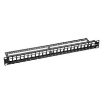 19" 1U Patch panel 24 puertos Cat.6 Vacío | Soporte Integrado