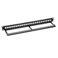 19" 1U Patch panel 24 puertos Cat.6 Vacío | Soporte Integrado
