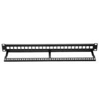 19" 1U Patch panel 24 puertos Cat.6 Vacío | Soporte Integrado