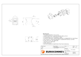 RJ45 UTP Keystone Cat.6A sense eines, 180 graus