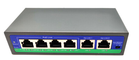 Ver informacion sobre Switch POE 6 Ports ( 4POE + 2UPLINK ) + alimentador exter