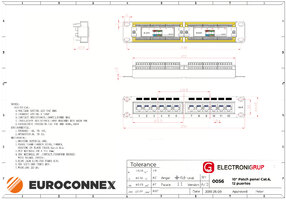 10" Patch panel Cat.6, 12 puertos